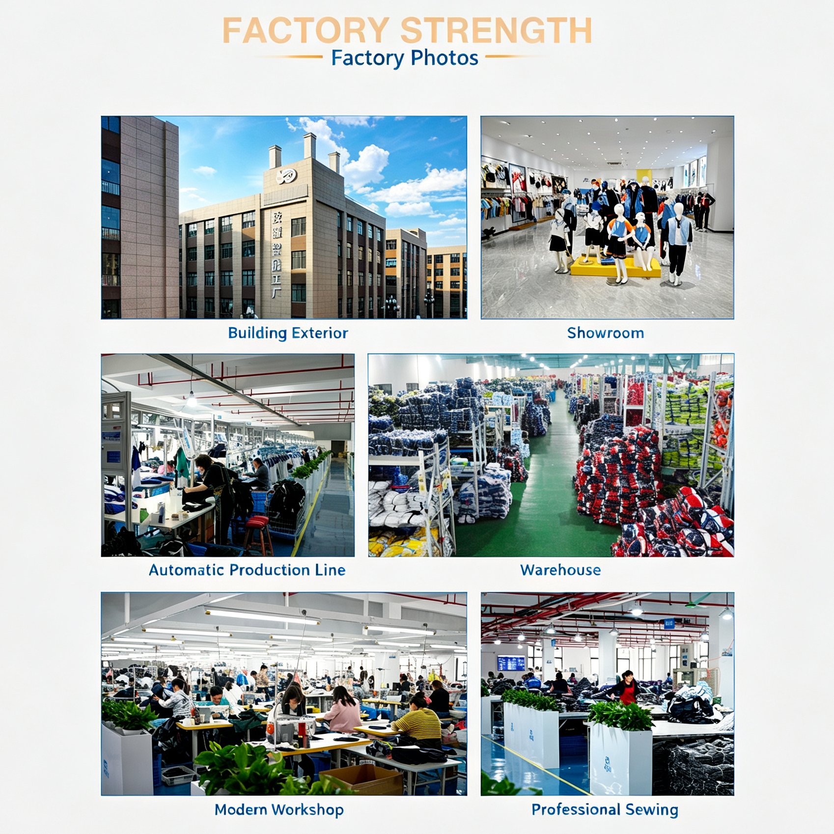 Shenghong Apparel factory showroom and warehouse